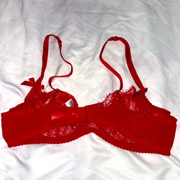 Agent Provocateur red lace unlined bra with bows size 36B - Picture 2 of 3